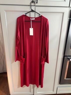 NWT Grace Karin long ribbed  duster cardigan with pockets L